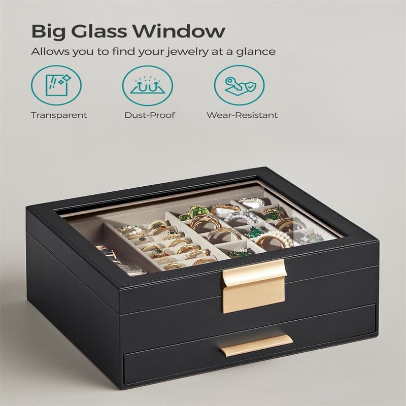 Jewelry Box with Glass Lid