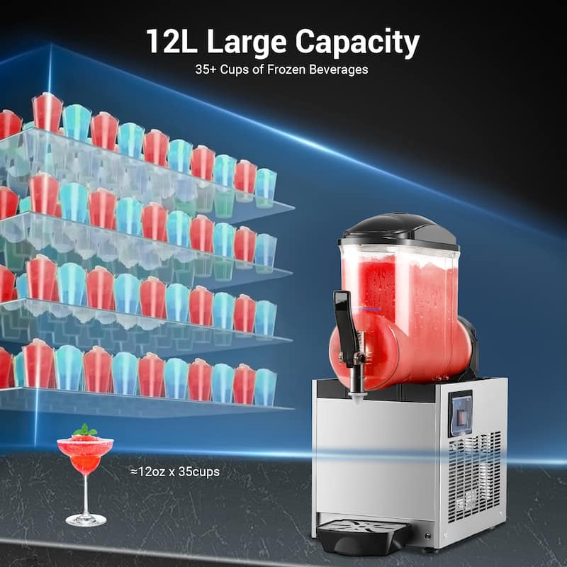 Commercial Slushy Machine, 3L/6L/12L/24L/36L, Self-Cleaning, for Margaritas, Alcoholic Beverages, Smoothies, and Soft Ice Cream