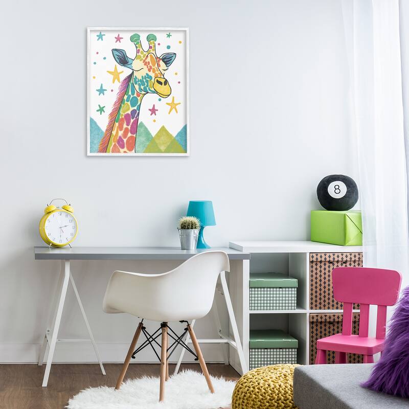 Stupell Whimsical Hued Giraffe & Stars Framed Giclee Art Design By Chen Alyesh