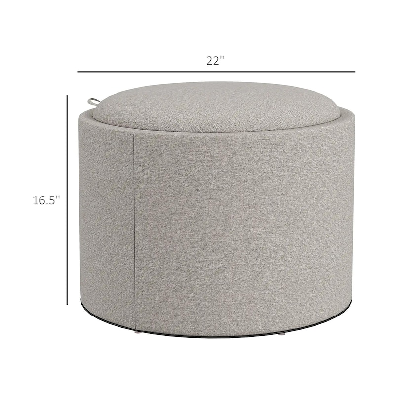 Round Storage Ottoman Coffee Table with Flip Top Tray,Hidden Storage
