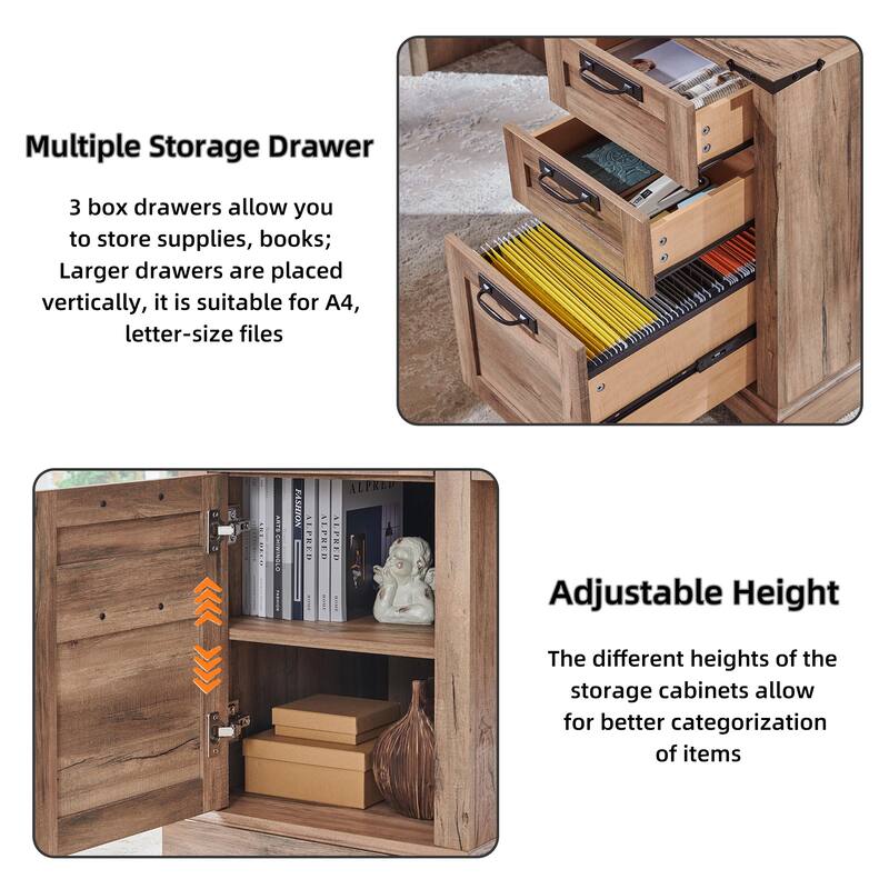 L Shaped Desk Set of 2, Wood Office Desk with Charging Station