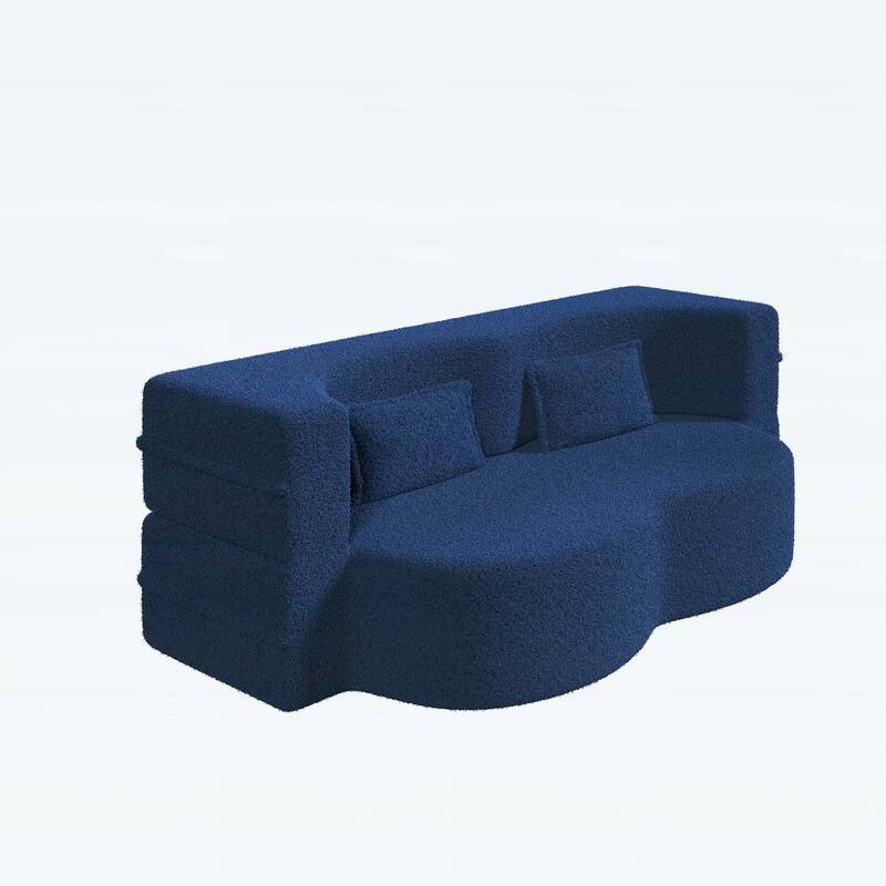 Modern Floor Sofa with 2 Pillows,Convertible Sleeper Sofa Bed