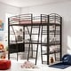 preview thumbnail 1 of 12, Stylish Twin Size Loft Bed with 4 Layers of Shelves, L-shaped Desk, a set of Sockets, USB Ports and and Wireless Charging, Black Espresso