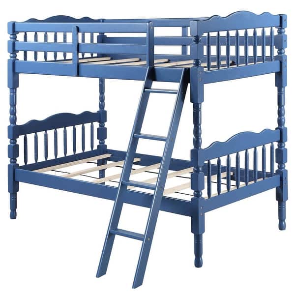 slide 2 of 16, Twin Over Twin Bunk Bed with Built-in Ladder Blue