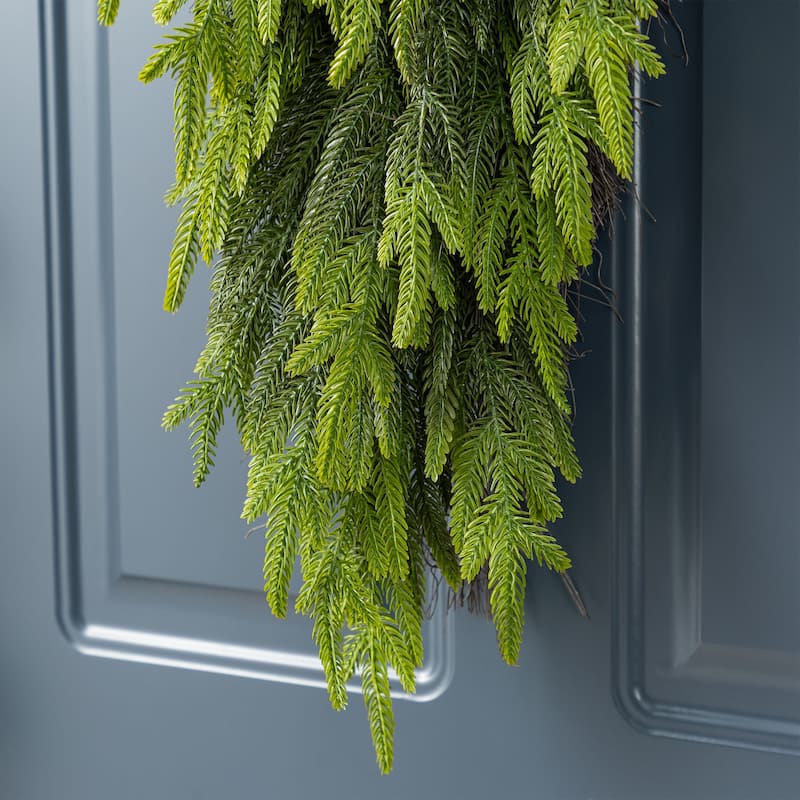 Glitzhome Christmas Greenery Pine PE Dripping Garland & Wreath & Teardrop Set