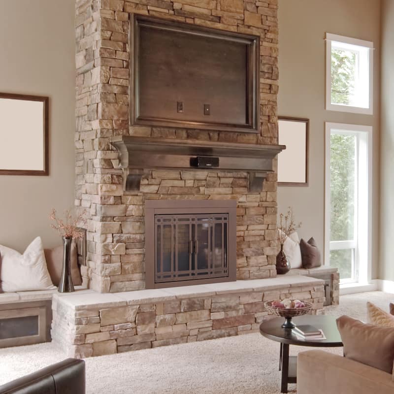 Pleasant Hearth Aerin Fireplace Glass Door Burnished Bronze