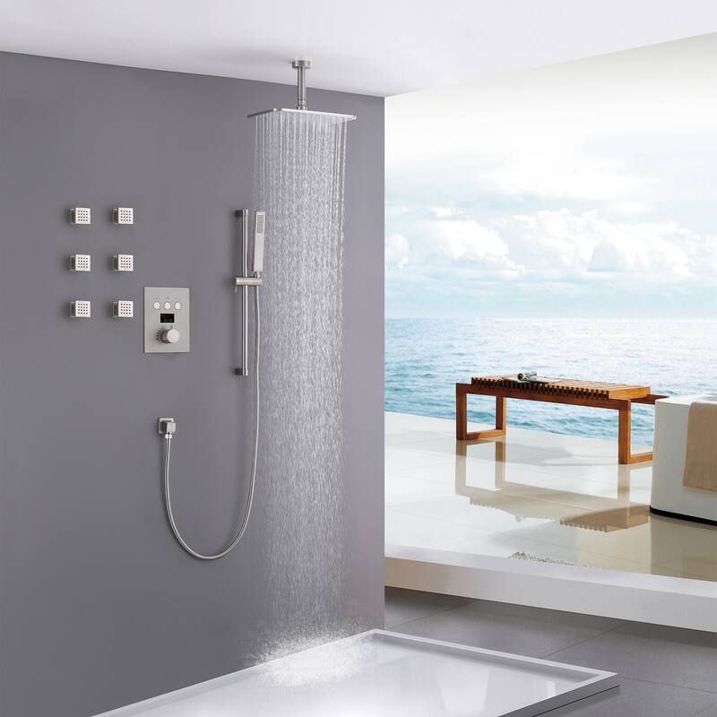 Thermostatic Double-Handle 3-Spray Shower System With High Pressure 6-Jet (Valve Included)