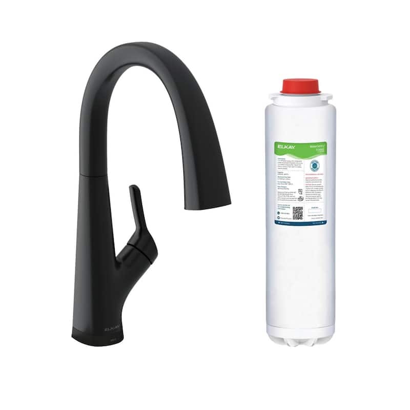 Elkay LKAV7051F Single Hole 2-in-1 Kitchen Faucet with Filtered - Matte Black