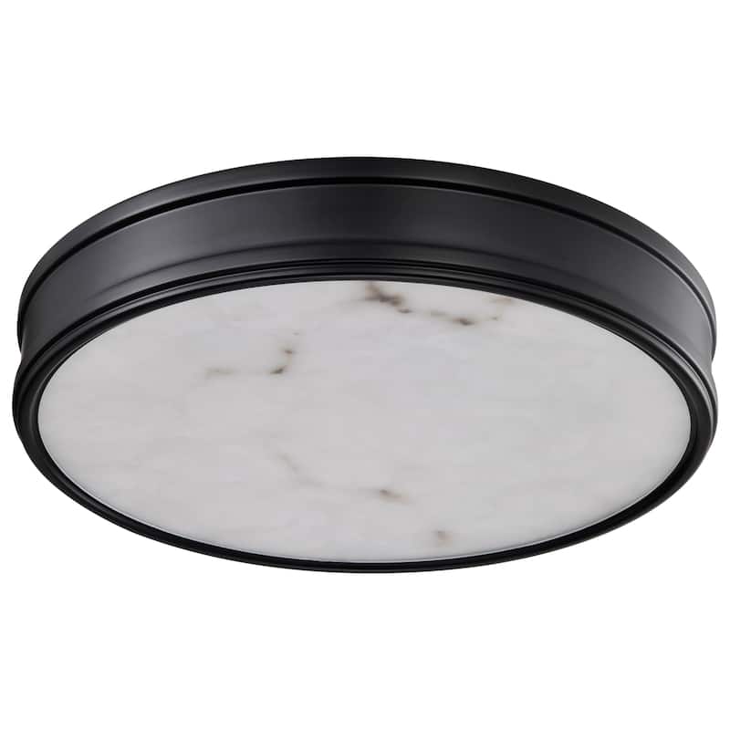 Kendall - 14 Inch LED Flush Mount - Matte Black with Alabaster Glass