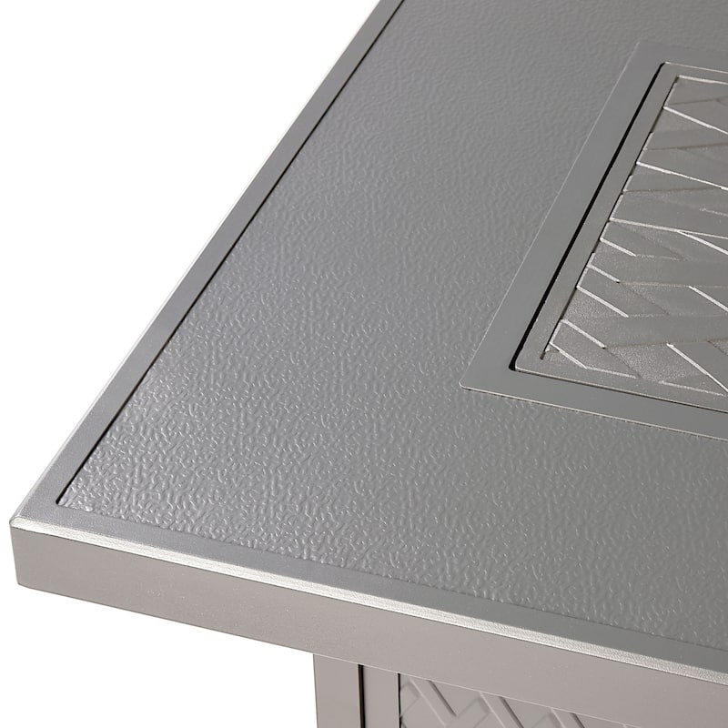Rectangular 48 in. x 36 in. Aluminum Propane Fire Pit Table, Glass Beads, Two Covers, Lid, 57,000 BTUs - N/A