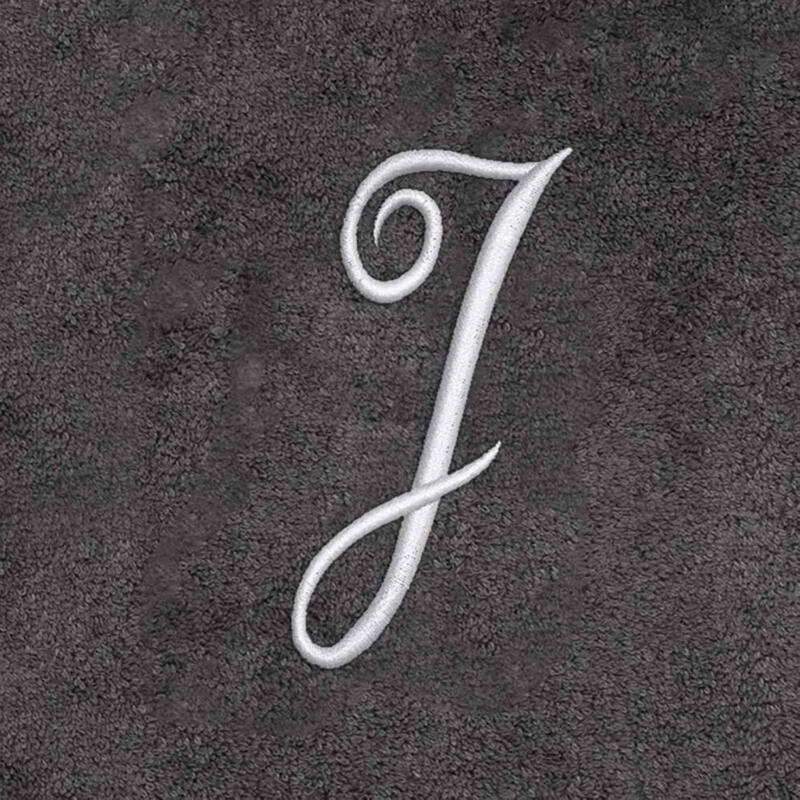 Avanti Linens Granite/Silver Script Monogram Bath Towel Letter J - Bath Towel