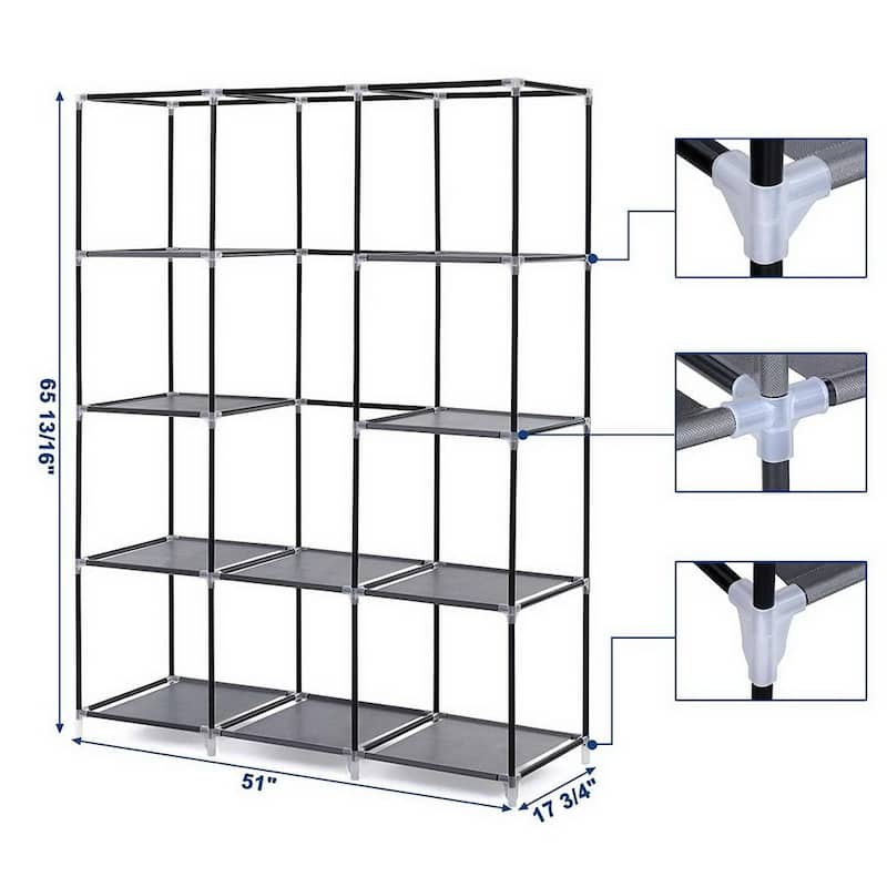 4 Tier 67" Portable Closet Organizer Wardrobe Clothes Storage Organizer