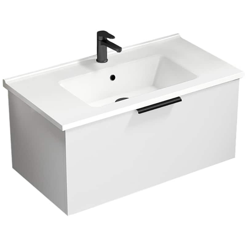 Nameeks Bodrum-3318-W Bodrum 33" Wall Mounted Single Basin Vanity Set - Glossy White