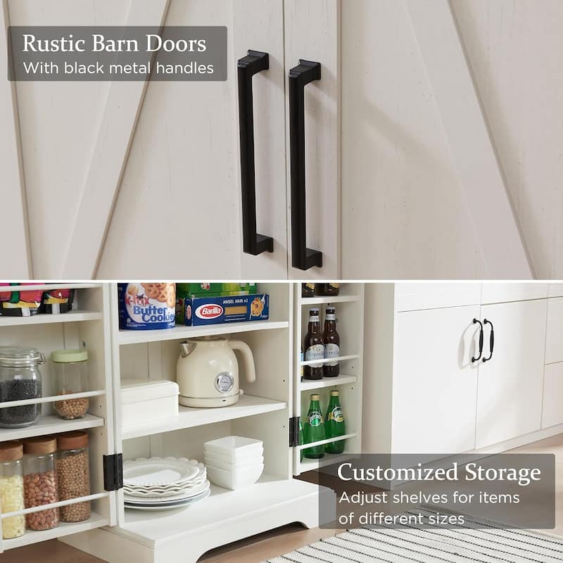 47" Farmhouse Kitchen Pantry, Storage Cabinet with Barn Doors
