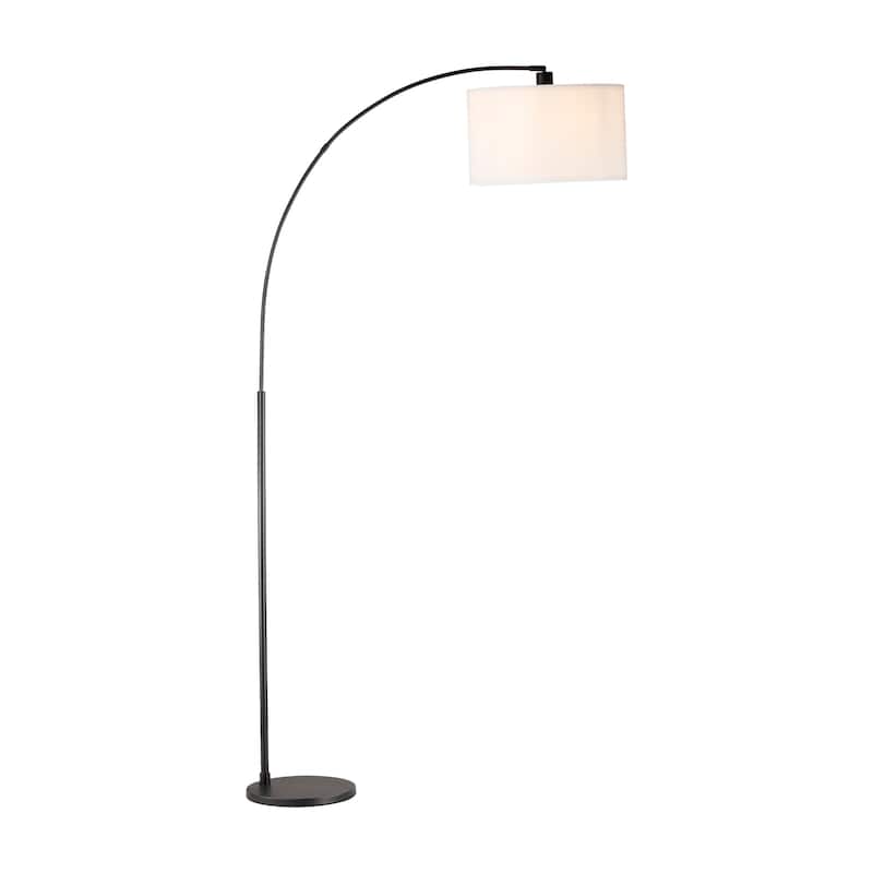 74.8" Black Mid-Century Modern Arch Floor Lamp with Multi-Angle Task Shade