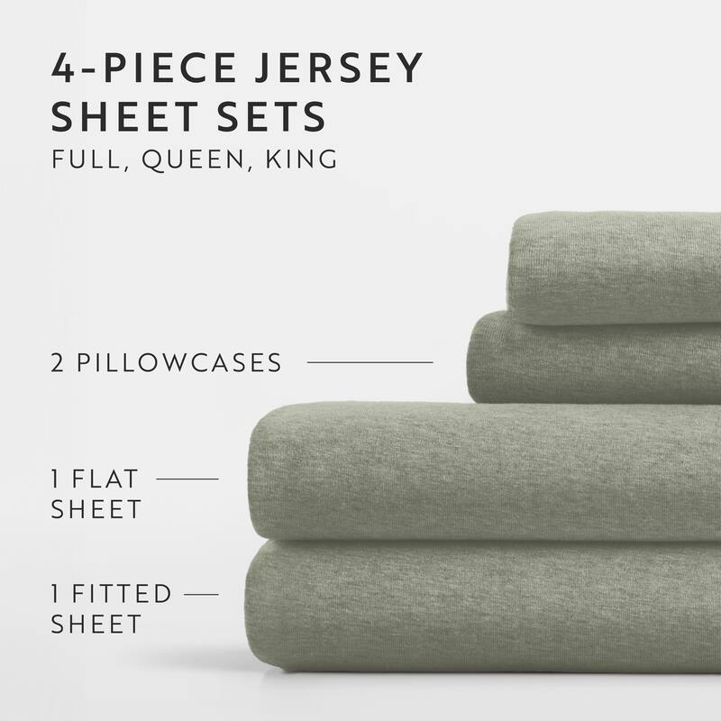 Ultra Soft 4 Piece Cotton Jersey Knit Sheet Set