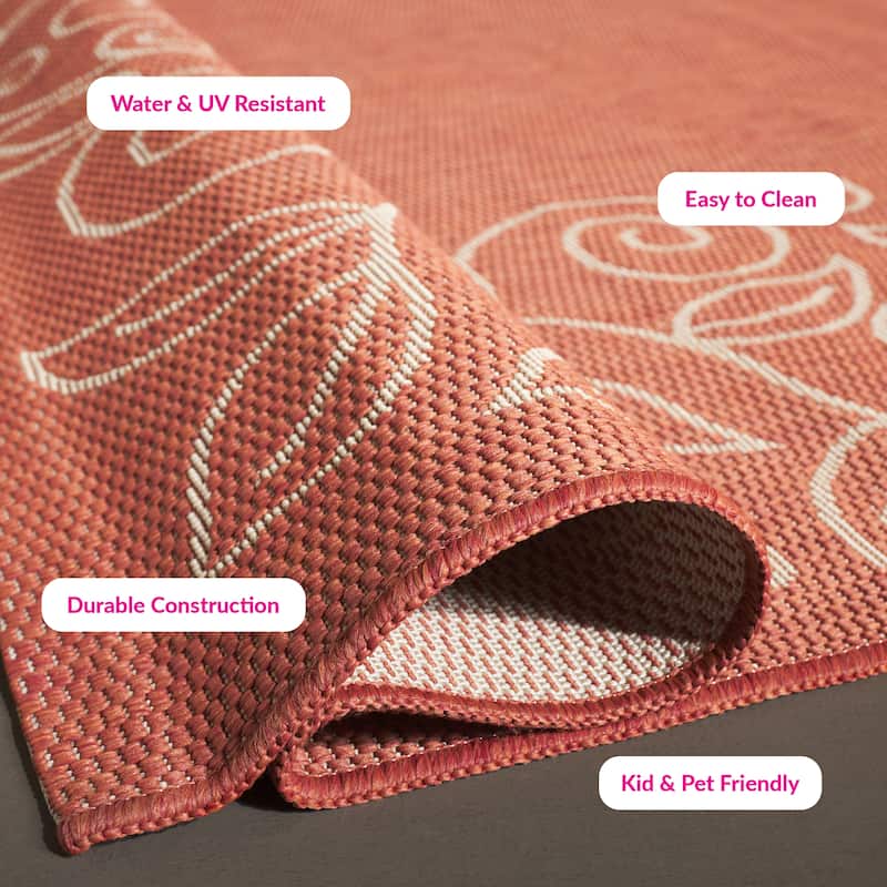 SAFAVIEH Courtyard Elfur Scroll Indoor /Outdoor Waterproof Patio Backyard Rug