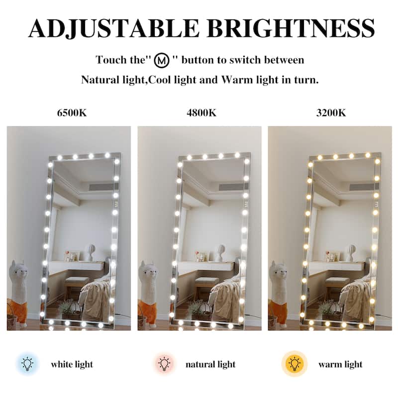Hollywood LED Full Body Mirror with 3 Color Mode Lights
