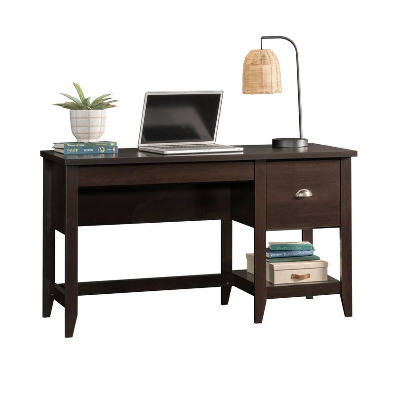 Wood Transitional Desk with 2 Smooth-Glide Drawers, Brown
