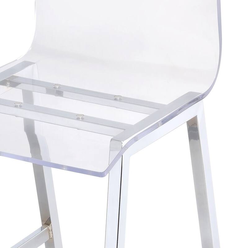 Clear and Chrome Armless Counter Height Chair (Set of 2)