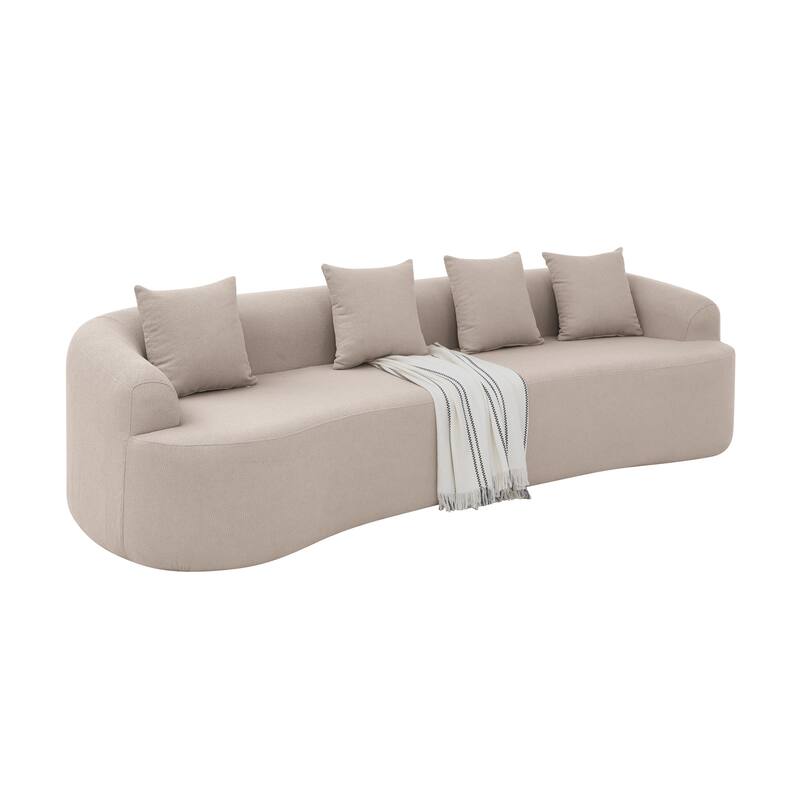 Curved Modular Sectional Sofa In Lamb'S Wool Fabric, Modern Minimalist Style,Compressed (No Assembly Required)