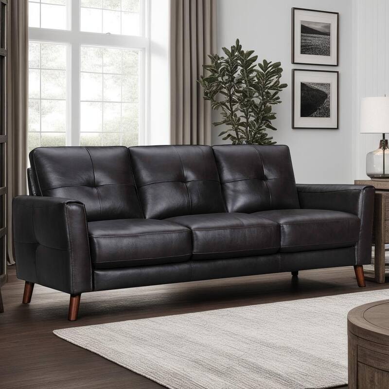 Almafi 82" Dove Gray or Brown Leather Sofa by Armen Living