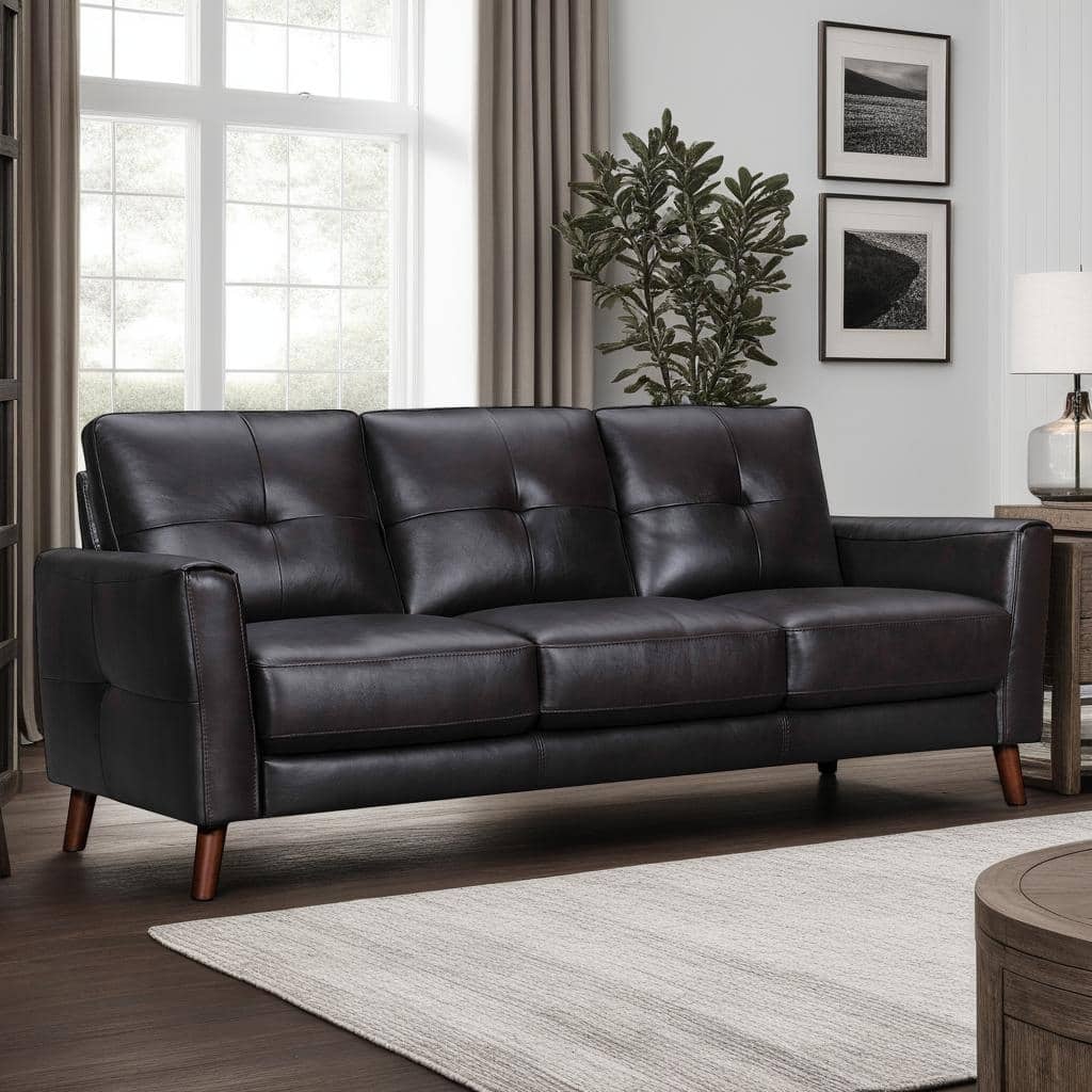 Almafi 82" Dove Gray or Brown Leather Sofa by Armen Living