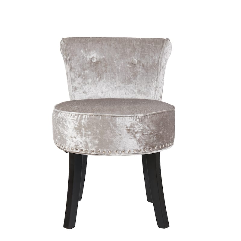 Velvet Tufted Vanity Stool Low Back Makeup Chair - 19" W x 27.5" H
