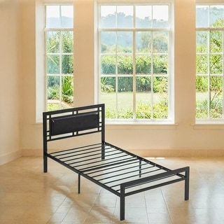 配送員設置 Modern Style Twin Size Metal Platform Bed with Steel ラウンド用品・アクセサリー