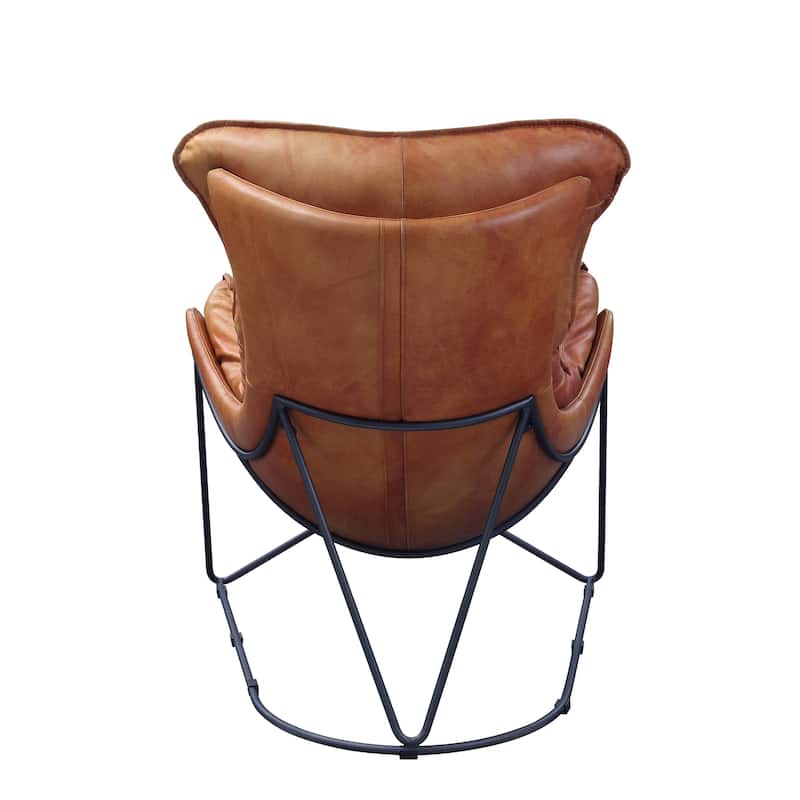 Doyle Aperol and Black Wingback Accent Chair