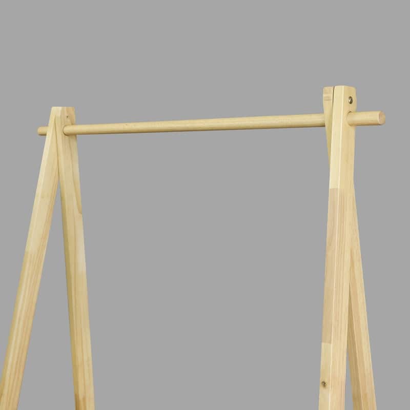 100% Solid Wood Collapsible Aesthetic Clothing Garment Rack - No Tool Assembly - 38"W x 18"D x 60"H