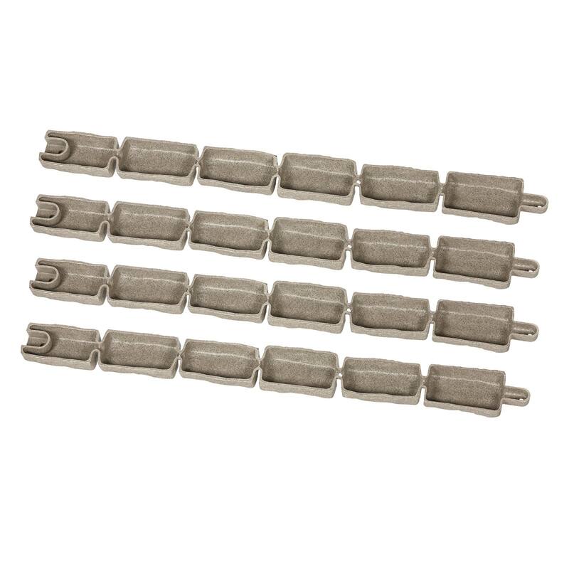 Beige Plastic Stone Landscape Edging 4 Pack with Realistic Texture and Easy Install - 46.46×3.74×2.24 in