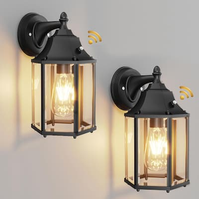 Black Outdoor Wall Lights Dusk to Dawn Sensor Wall Sconces Set of 2