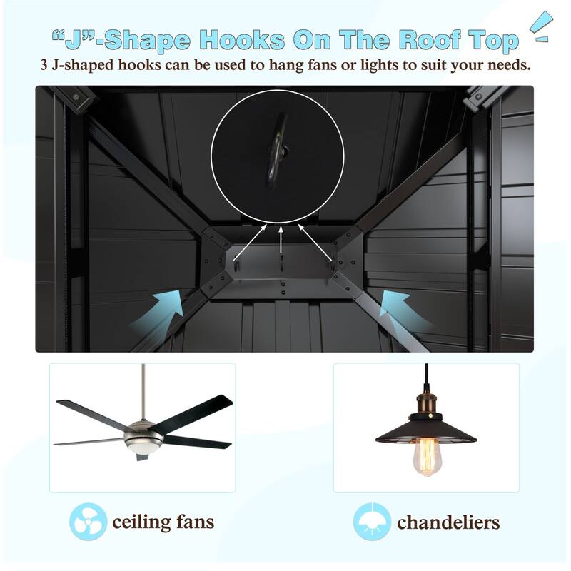 VEIKOUS Aluminum Double Hardtop Gazebo Pergola for Patio, Lawn, and Garden with Removable Netting