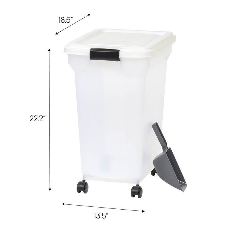 Airtight Mobile Pet Food Storage with Removable Casters and Scoop