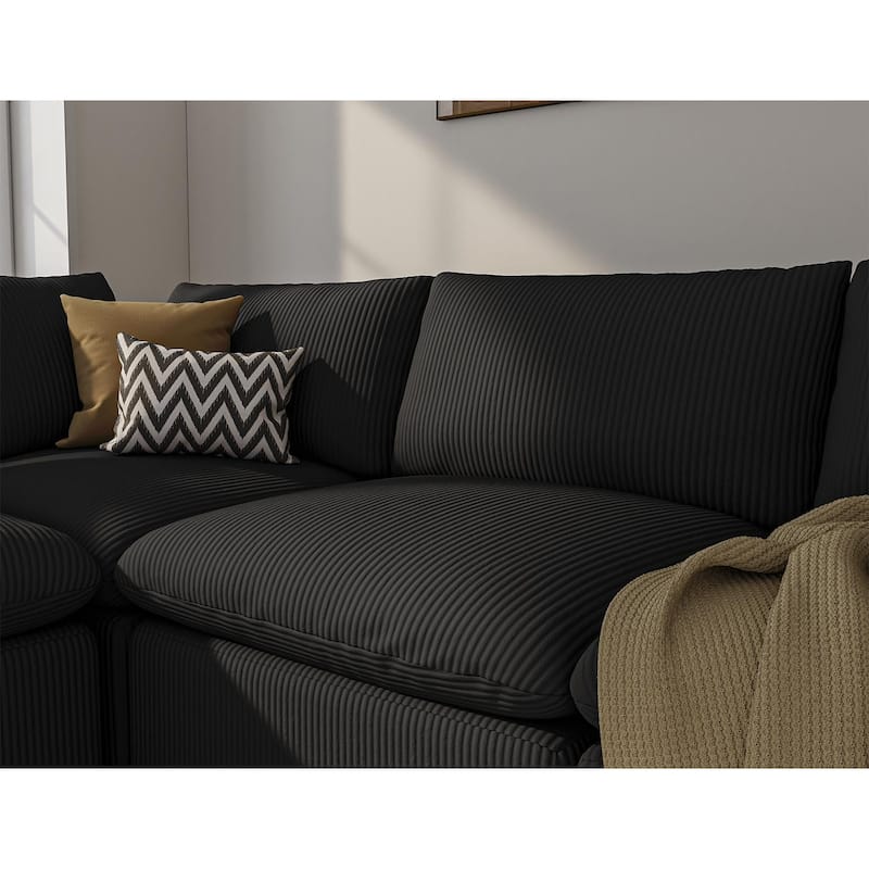 135inch Oversized LoveSofa,L Shape Sofa,4 Seater Upholstered with Corduroy Fabric Couches with 2 Pillows