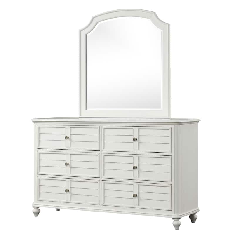 Furniture of America Skye Coastal Solid Wood 2-Piece Dresser and Mirror Set