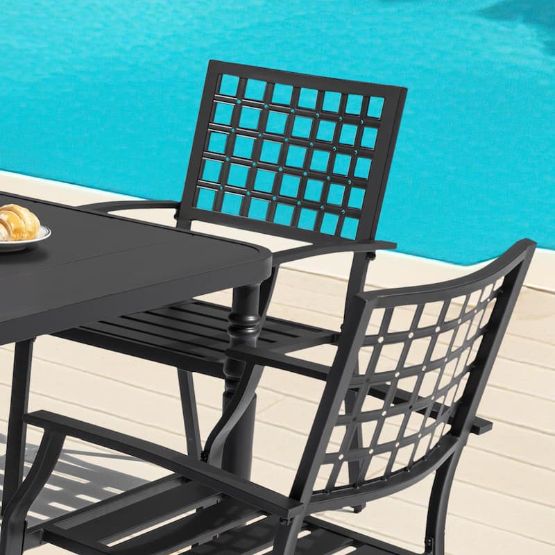 5-Piece Patio Outdoor Metal Dining Set with Umbrella Hole