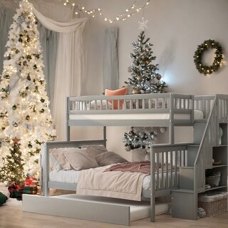 Twin over Full Bunk Bed with Trundle and Staircase - Bed Bath & Beyond ...