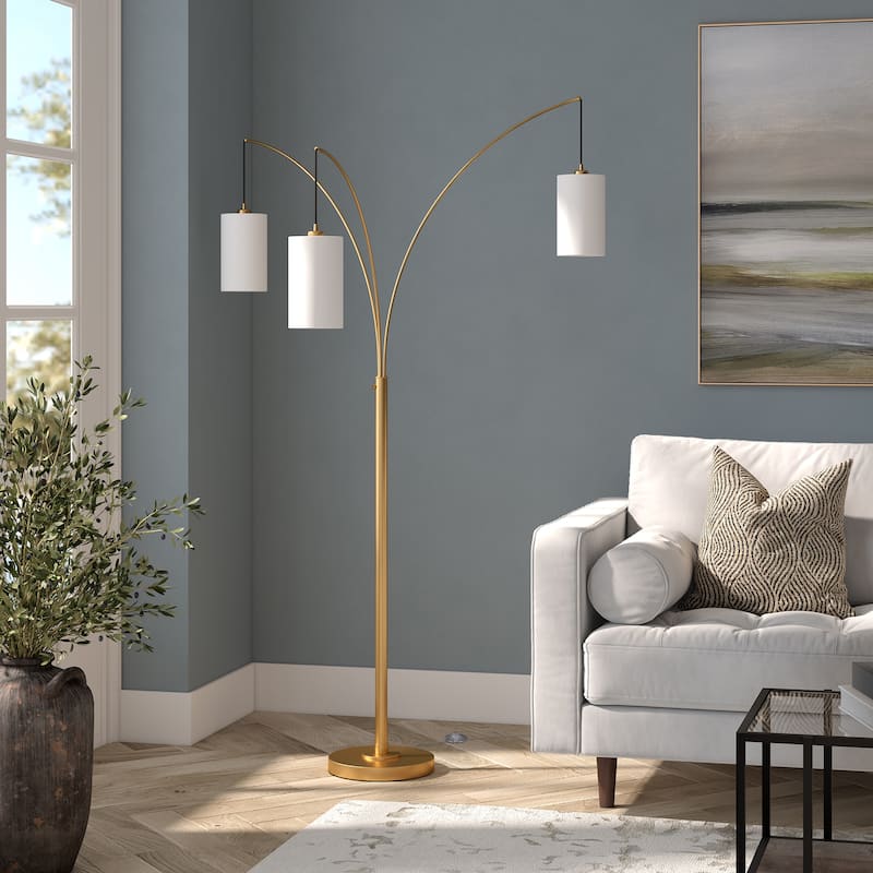 Aspen 3-Light Torchiere Floor Lamp with Fabric Shade