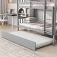 preview thumbnail 6 of 17, Twin Over Twin Rubber Wood Bunk Bed with Trundle, Convertible into 2 Twin Size Beds,with Ladder and Safety Guardrails-Grey
