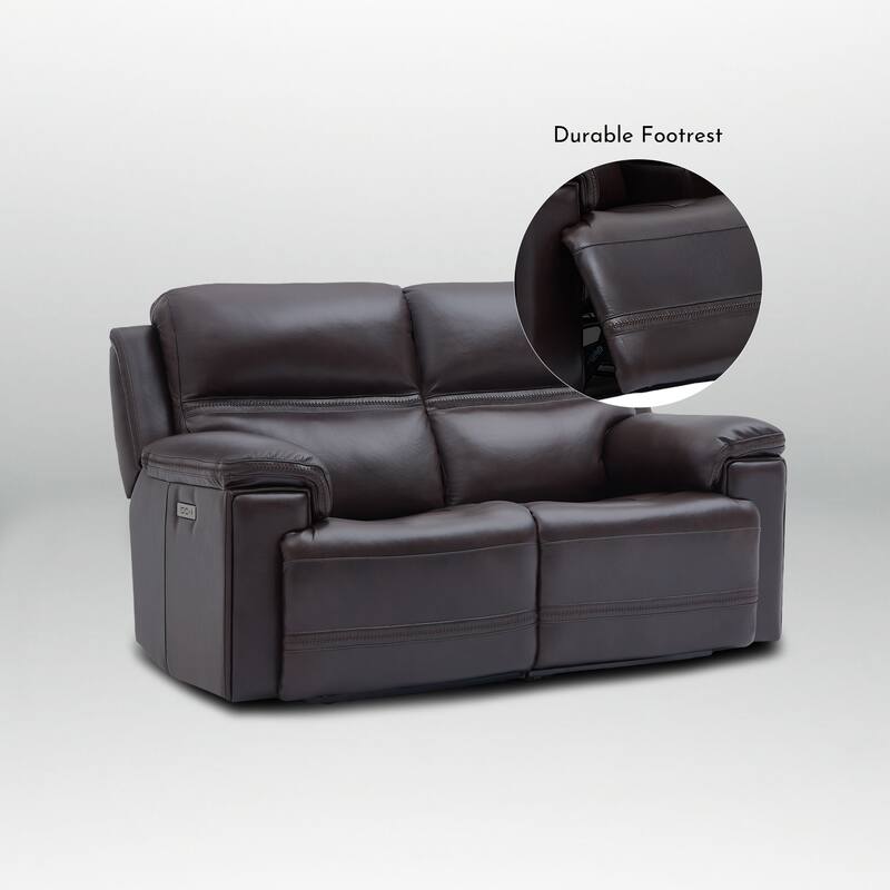 Genuine Leather Dual Power Reclining Loveseat with Zero Gravity, Adjustable Headrest, USB/Type-C