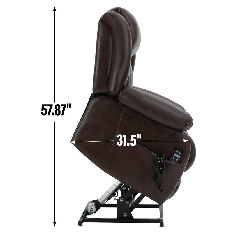 Infinite Position Up to 350 LBS Electric Medium size Power Lift Recliner Chair with 8-Point Vibration Massage and Lumbar Heating