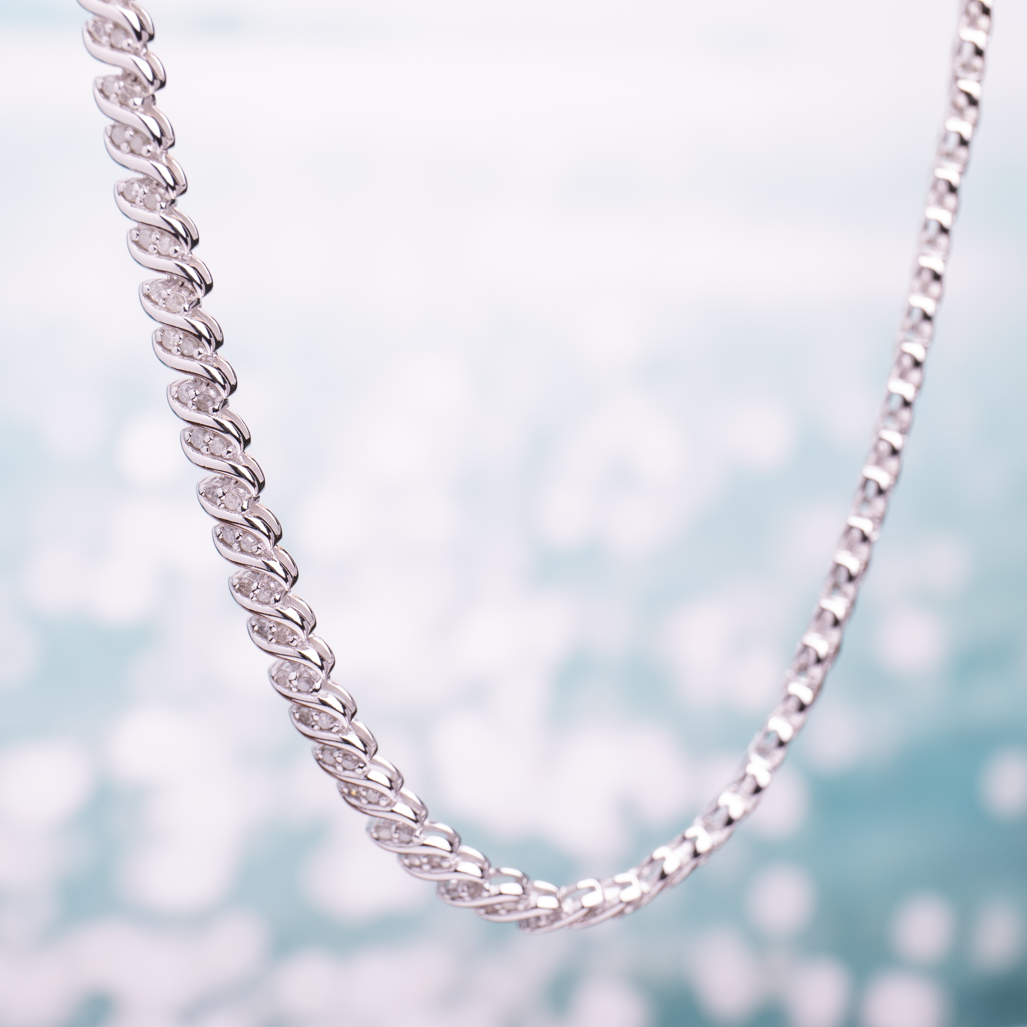 Miadora Sterling Silver 2ct Tdw Diamond Twisted Tennis Necklace