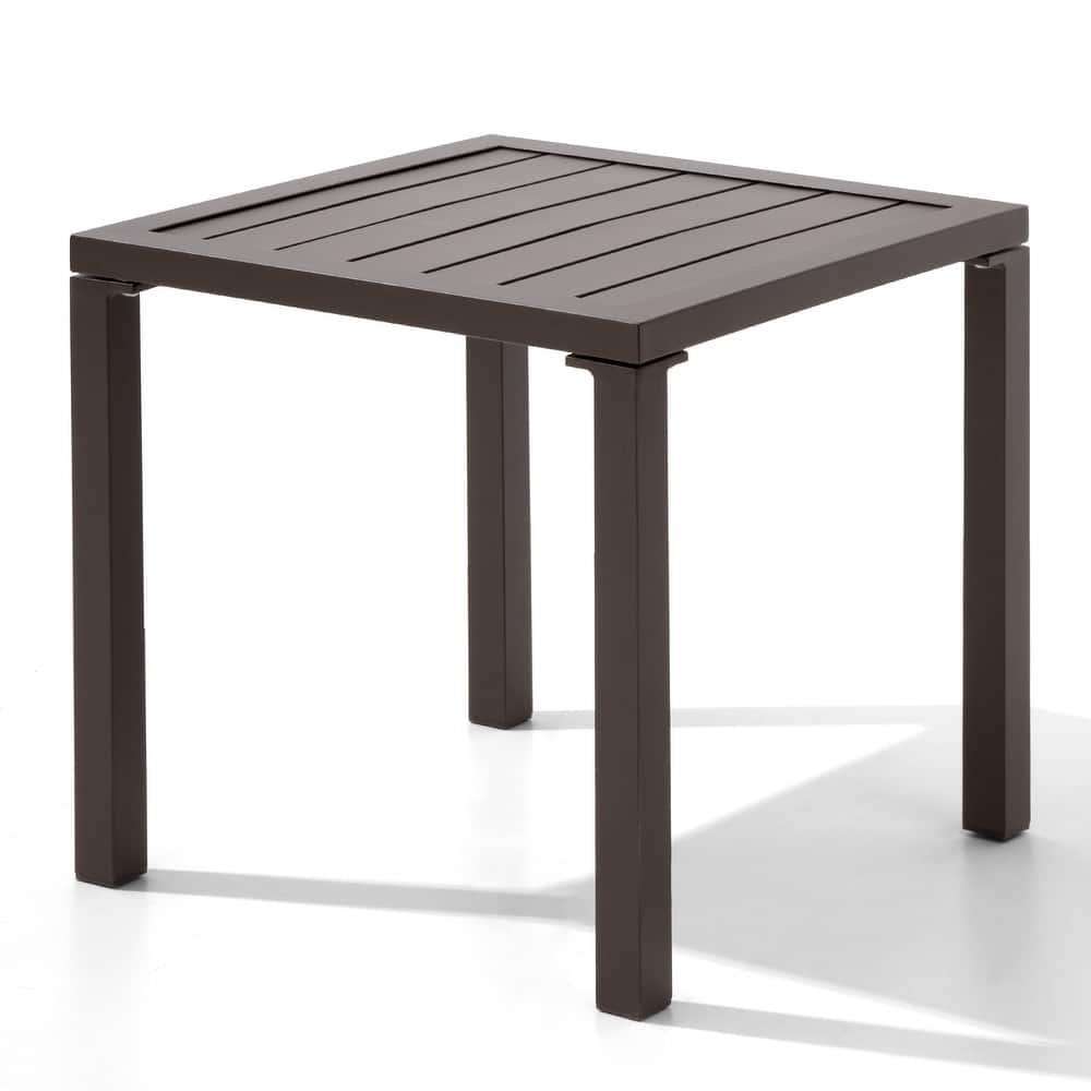 VredHom Outdoor Square Side Table Aluminum End Table - 15.7" L x 15.7" W x 15.9" H