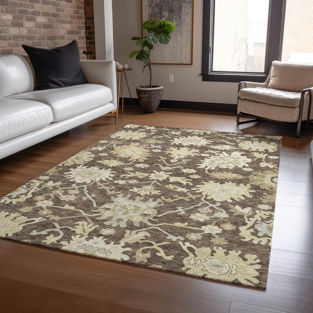 Machine Washable Indoor/ Outdoor Traditional Casual Chantille Rug