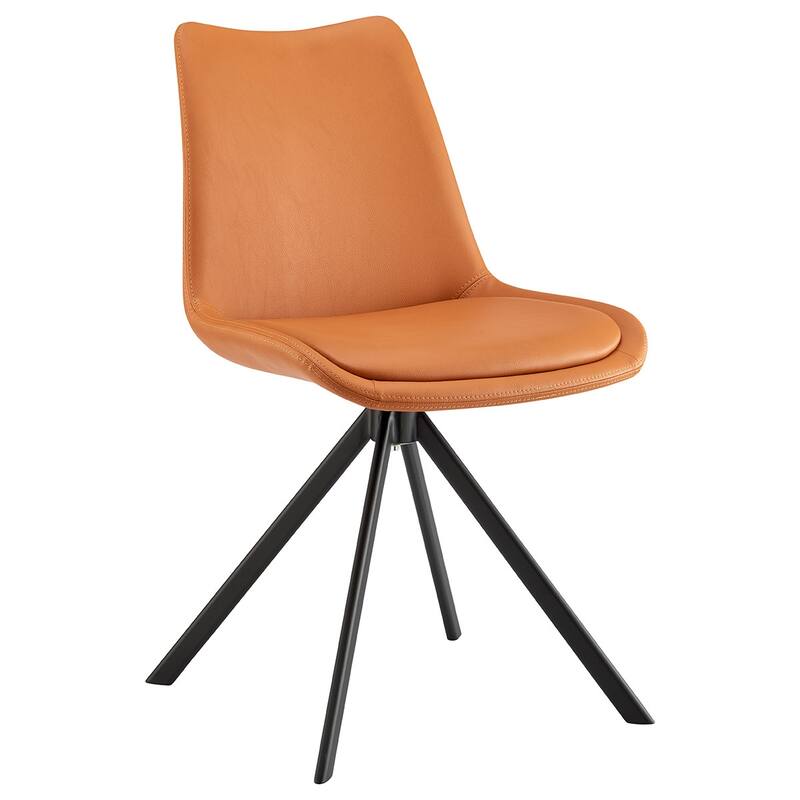 HomeRoots Orange And Black Faux Leather Dining Side Chair