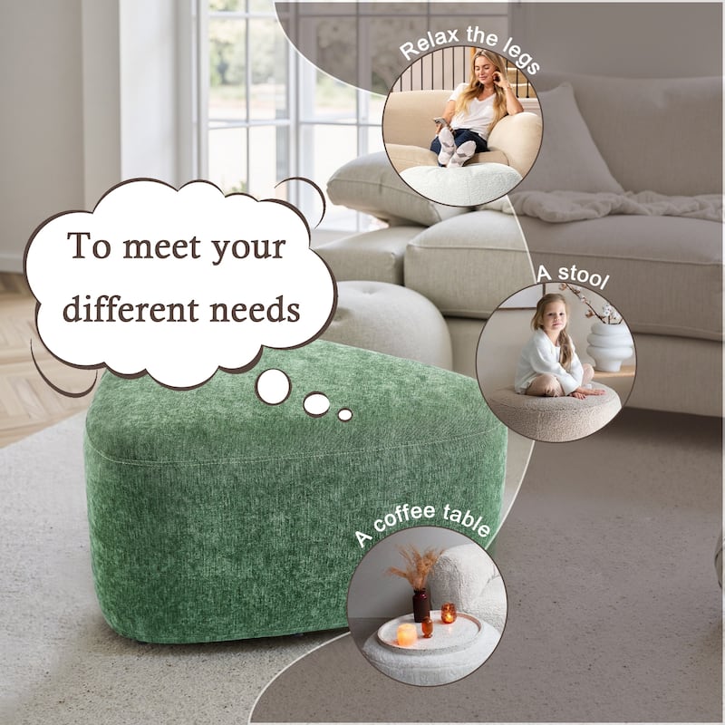 Bonnie 26"/43" W Chenille Small/ Oversized Triangular Cheese Ottoman