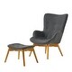 preview thumbnail 48 of 73, Hariata Mid-century Modern Wingback Chair and Ottoman by Christopher Knight Home