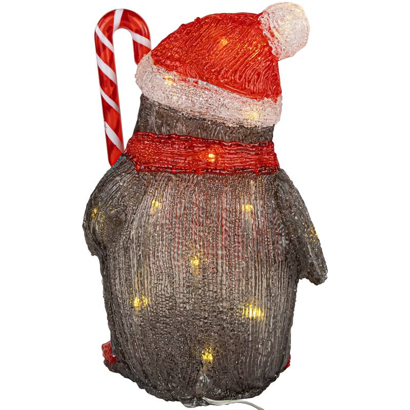 12" LED Acrylic Santa Penguin Outdoor Christmas Decoration - Black